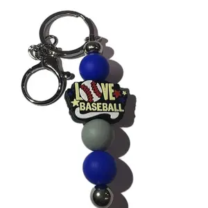 Blue and Grey Love Baseball Keychain - Perfect for Baseball Fans