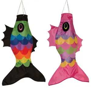 In the Breeze Overlay Fish Sock Windsock -- Colorful Outdoor Hanging Décor for Yards, Gardens, Patios