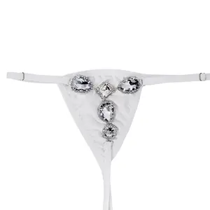 Ruby Diamond Jewelry Panty - White with Crystal Embellishments Women's Underwear Accessory Womenswear Elegance Adjustable