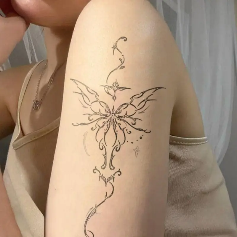 1pcs Butterfly Herbal Juice Henna Tattoo Sticker Sexy Hot Girl Hand Temporary Tattoo Arm Temporary Tattoos Waterproof Durable Fake Tattoo for Men and Women Party Gift Y2K Temporary Tattoo Stickers