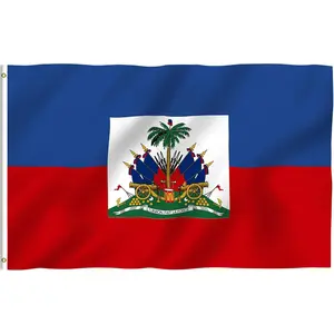 PIOK&GO 3x5 Foot Haiti Flag - Vivid  Color and Fade  proof - Canvas Header and Double Stitched - Haitian National Flags Polyester with Brass Grommets 3 X 5 Ft