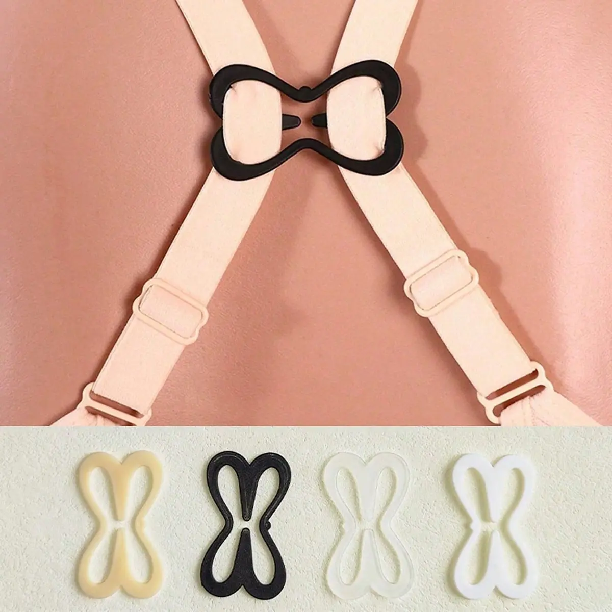 4-Pack Bra Straps Clips, Non-Slip Bra Strap Buckles, Hidden Bra Straps, Secure Fit, Easy to Use, Perfect for Bras & Underwear