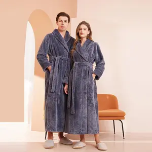 High-EndHotelAutumnWinterCoupleBathrobeMen'sPajamasThickenedLongWomen'sBeibeiVelvetRobeFitWomenswear