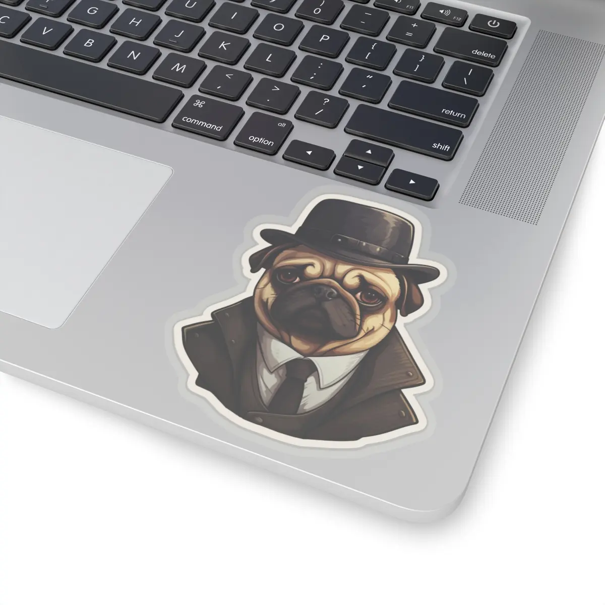 Whimsical Detective Pug Sticker - Adorable Pet-Inspired Decor for Your Workspace -Pug Lover's Delight - Perfect for Planners and Notebooks Decorative Gift Hat Tiles Sticker