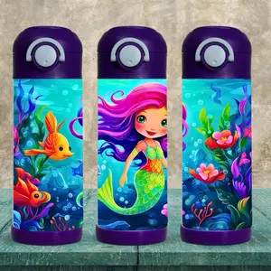 Mermaid 12 oz kid Tumbler - BPA Free, stainless steel, Leak proof, durable, with clear lid