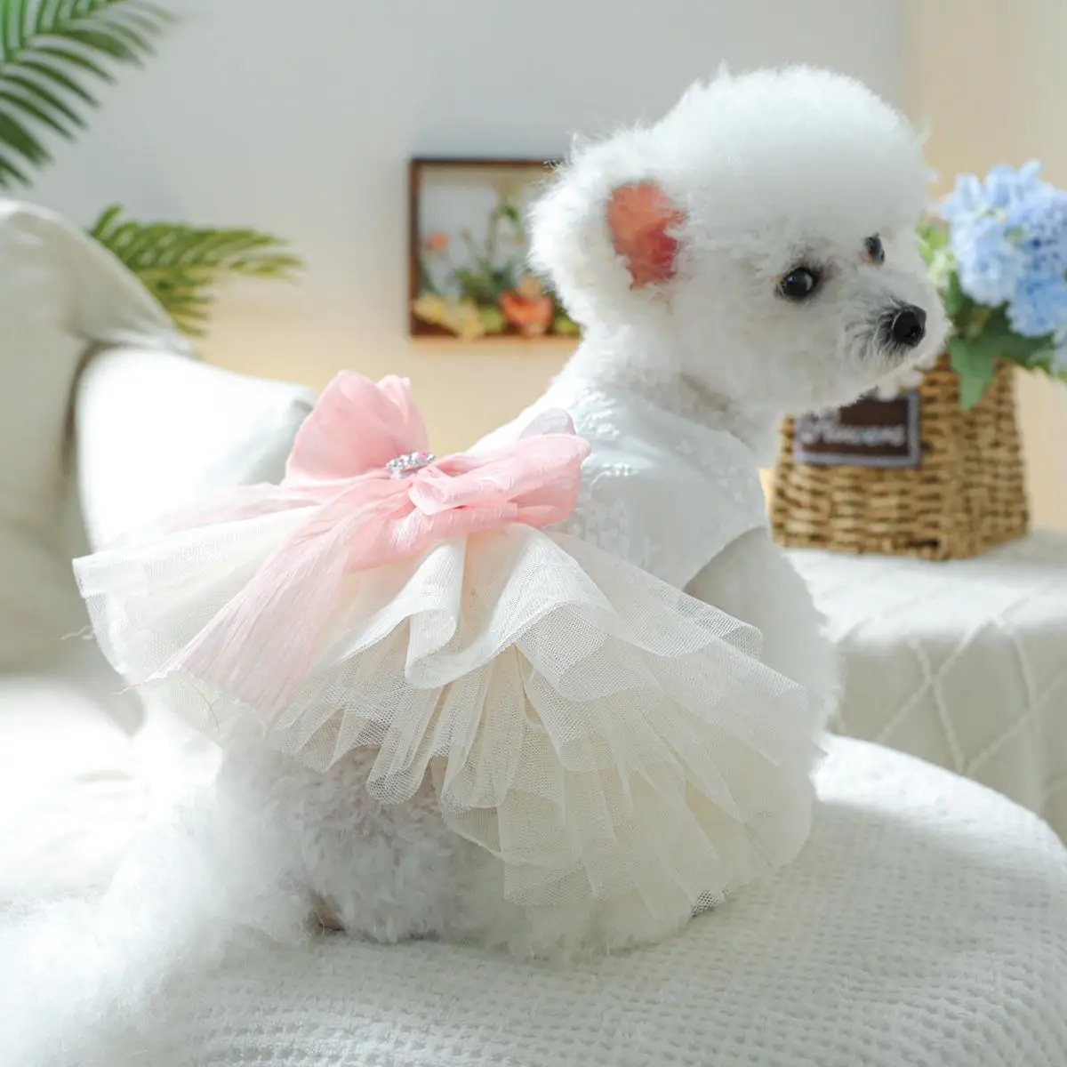 Cute Bowknot Decor Pet Dress, Princess Style Pet Dress with Bowknot Design, Pet Clothes for Small Dogs & Cats, Dog & Cat Clothing Supplies