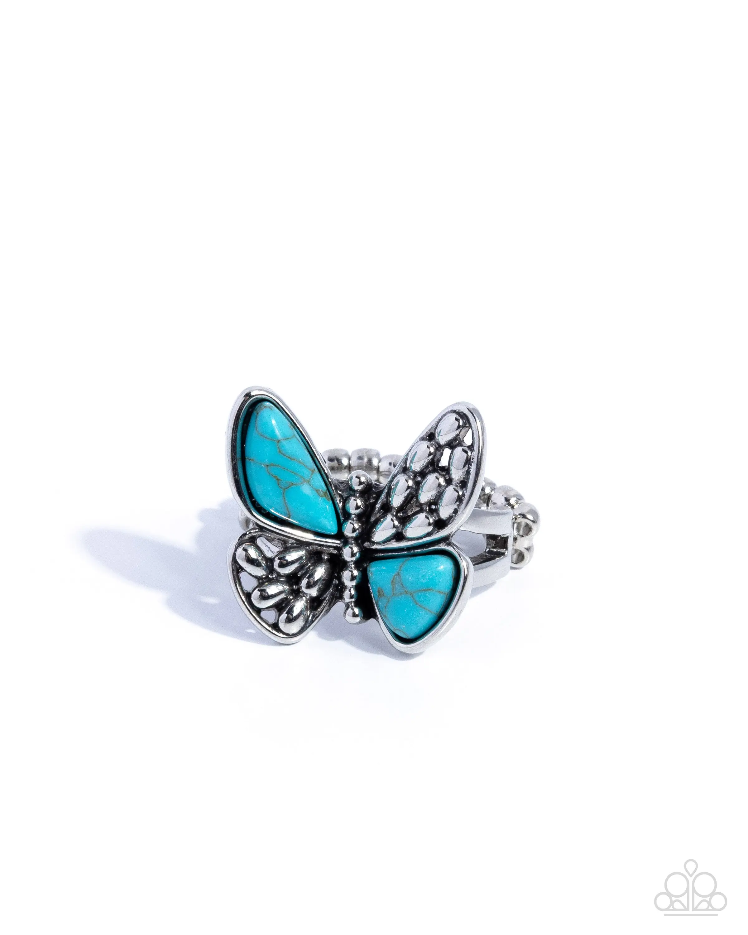 Blinding Butterfly - Blue Turquoise Silver Ring - Paparazzi