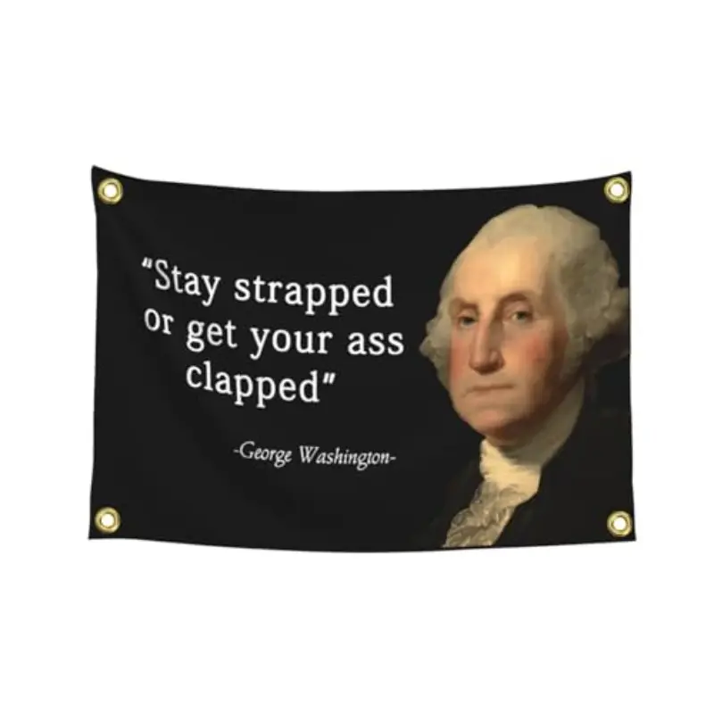 Whimsical Polyester Rectangular Flat Banner Flag - Humorous Quote "Stay Strapor Get Your Ass Clapped" Design, Wall Decor, Width Specified Wall Hanging Tapestry Backdrop, University Dorm Room Decoration Gift