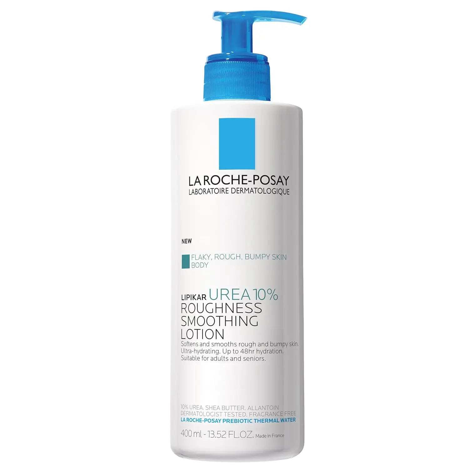 La Roche-Posay Lipikar Urea 10% Body Lotion for Dry Skin, 13.52oz |   Rough and bumpy skin lotion with shea butter and allantoin that softens and smooths skin with 1 application.