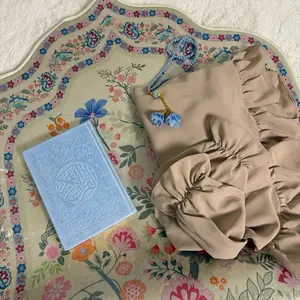 4 pc Matching Prayer Sets includes Prayer Mat, Wear, Beads, and a Quran book for Cute Gifts - all sets comes in the eunoia clear bag! Quran may or may not be with colorful pages depending on availability.