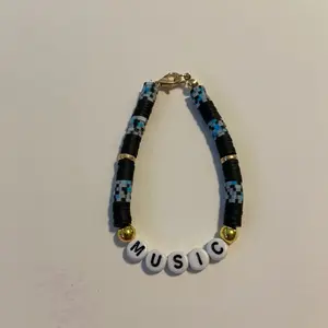 Music Clay Bracelet with Gold Clasp