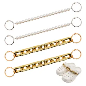 2pcs Pearl Shoe Chains Bling Acrylic Shoe Decoration Sandals Clog Chains for Women Girls Party Favors - Christmas Gift