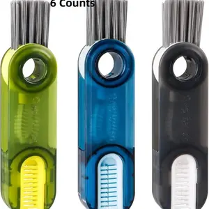 6 Counts 3 in 1 Multifunctional Cleaning Brush, 3 in 1 Tiny Bottle Cup Lid Detail Brush Straw Cleaner Tools Multi-Functional Crevice Cleaning Brush, Multipurpose Bottle Gap Cleaner Brush