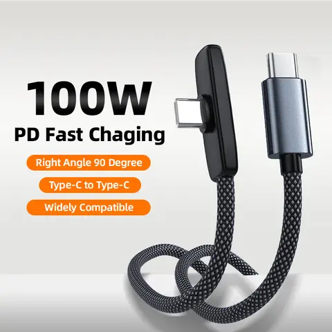 KAXOE 100W Speed Super Fast Charging Elbow Bend USB-C to USB-C Cable, 90-Degree Cellphone Charger Cord for iPhone 15/16/17 Pro Max, Samsung, Google, Moto & Electronic Devices