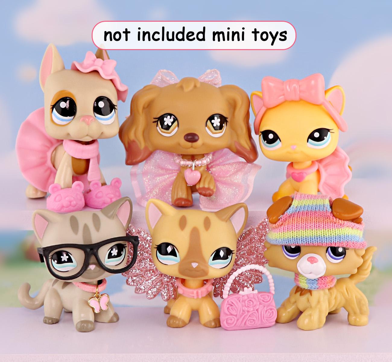 Cute Accessories Hat Scarf Bow Skirt Glassess Collars Food for Mini Pet Shop Cats Dogs Toy Figures