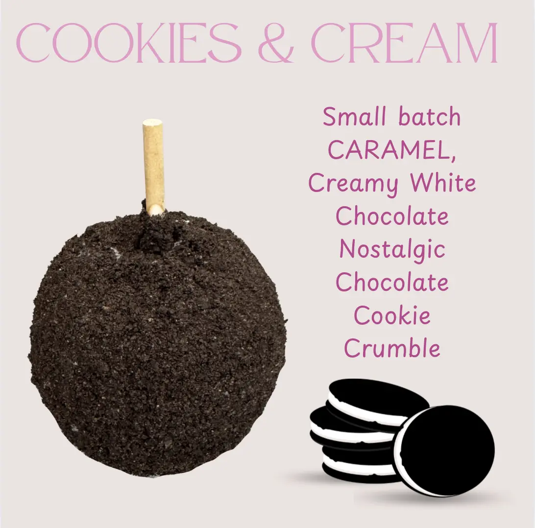 Copperpot Caramel Co Caramel Apple with Chocolate Cookie & Cream Crumbles - Large Crisp Granny Smith Apple Coated in Signature Copper Pot Caramel