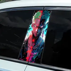 2-Pack B-pillar two-color anime samurai pattern car sticker, hood decal, Decal For Cars, waterproof and scratch-resistant, suitable for all models - Audi, Honda, Mitsubishi, Ford, Volkswagen, BMW, Opel, Porsche sedans and SUVs, MPVs