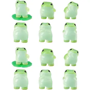 12 count Mini  Frogs, Glow in The Dark Frog Figurines, Miniature Frogs for Garden Decor,   Frogs for Party Favors and  Decoration, Cute Frog Ornaments for Collection and Gifts
