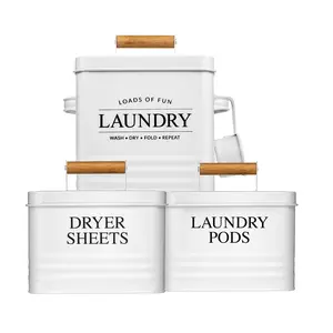 Calindiana Laundry Room Organization Set – Powder, Dryer Sheets & Pods Containers