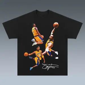 Kobe Vintage Three Iconic Dunk Moments Graphic T Shirt Retro Sports Fan Art Print Soft Cotton Crew Neck Short Sleeve Tee For Basketball Lovers