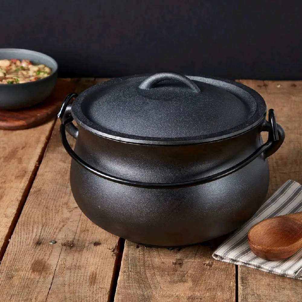 Denmark Pre-Seasoned Cast Iron Bean Pot with Lid 6.5 Qt - Ideal for Cooking Beans and More - 1 Piece