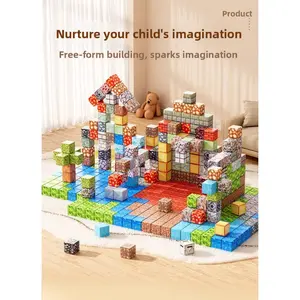 100pcs Minecraft Creative Magnetic Blocks Set, Kids Educational Building Toy, Includes 10 Figures and Tnt Storage Bucket, Perfect Gift