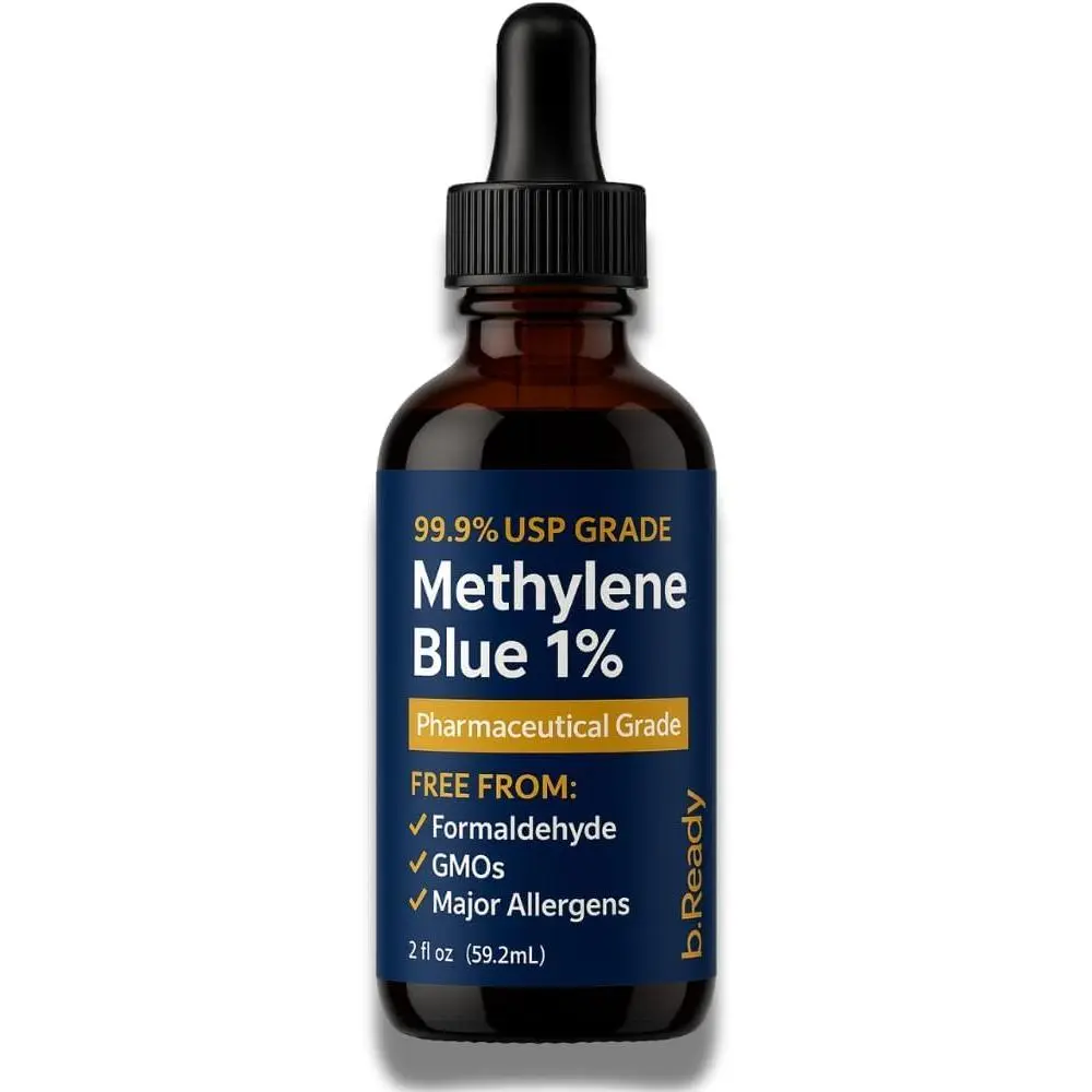 Pharmaceutical Grade 1% USP High Purity Methylene Blue Drops - Lab-Tested, 2 fl oz (60 mL), No Formaldehyde, Electrolyte Support, Brain Health & Cellular Energy Mineral Supplement