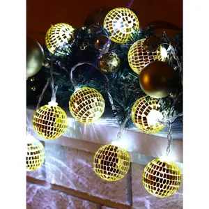 LED Disco Ball String Light   Mirror Balls Ornaments for Outside Backyard Porch 70s 80s Disco Party Supplies(1.57 Inch,)