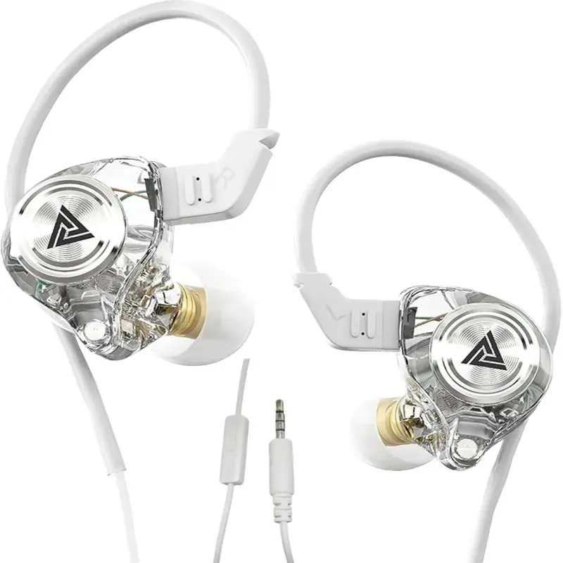 QKZ AK3 Wired In-Ear Earbuds, 3.5mm Jack Music & Game Headphones with Built-In Call Microphone, HiFi Heavy-Bass Stereo Audio, Anti-Tangle Braided Cable for Jogging & Office Work