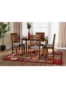 Baxton Studio 193271381593 Genesis Modern Grey Fabric & Walnut Brown Finished Wood Dining Set - 5 Piece