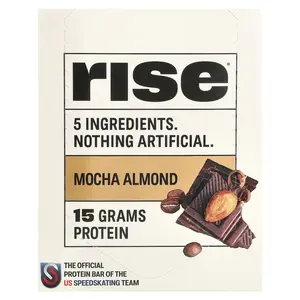 Rise Bar Protein Bar, Mocha Almond , 12 Bars, 2.1 oz (60 g) Each