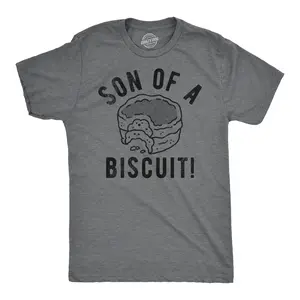 Mens Funny T Shirts Son Of A Biscuit Sarcastic Food Graphic Tee for Men Mens Funny T Shirts Cool Vintage Fashion T-Shirt Gift Classic Menswear Sarcastic Apparel for Men Funny Food Short Sleeve Novelty Tees for Dark Grey