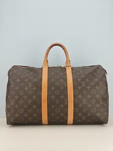 Pre-owned Monogram coated canvas with leather trim Travel Bags Louis Vuitton Keepall 45 Monogram Travel Bag【DU5101】
