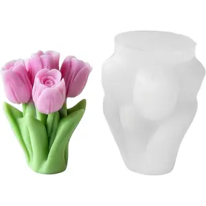 Tulip Candle Silicone Molds Resin Casting Mould for for DIY Flower Candles Polymer Clay Craft Plaster Home Decoration