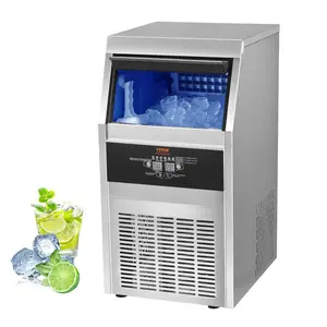VEVOR Commercial Ice Maker Machine, 90LBS/24H with 24LBS Bin, Stainless Steel Automatic Operation Commercial Ice Maker for Home Bar Restaurant, Include Water Filter, Scoop, Connection Hose
