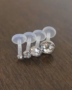 16G 6, 8 or 10mm Clear CZ Helix BioFlex BioPlast Earring Monroe Lip Labret Rings Jewelry