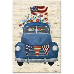 Courtside Market Patriotic Blue Truck Canvas Wall Art - 12" x 18"
