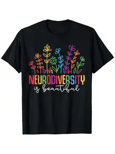 Neurodiversity Is Beautiful SPED ADHD Autism Acceptance T-Shirt - 100% Cotton Fit Unisex Casual Tee with Neurodivergent S-XXXL Sizes for Men & Women Suitable for Autism Awareness Month & Special Education