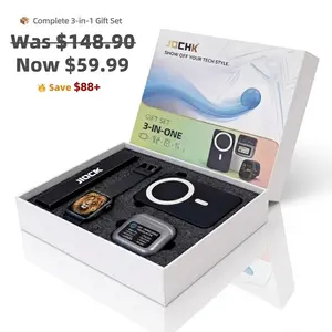 JOCHK 3-in-1 Premium Tech Gift Set - Real-Time AI Translator Earbuds, 10000mAh Magnetic Wireless Power Bank & Smartwatch, Ultimate Smart Travel Essentials & Business Holiday Gift Box for Men