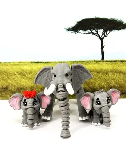 3pcs Articulated 3D Printed Elephants, Wild Animal Flexible Joint Animals, Stress Relief Fidget Toy, Poseable Desk Pet - AE002