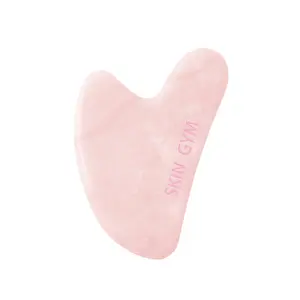 Skin Gym Rose Quartz Crystal Sculpty Heart Gua Sha Tool for Facial Massage - Pink