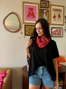 Paisley Bandana Small Scarf -Red