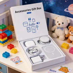 Upgraded 6-in-1 Magnetic Charging & Audio Kit – 20W Fast Charge Power Bank, Wireless Charger, Bluetooth 5.3 Earbuds, Type-C & Lightning Cables, Adapter, Enhanced Magnetic Ring, All-in-One Travel Set for Android & iOS Devices