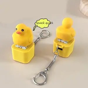 Duck Quacking Keychain & Cat Meowing Keychain, Funny Quacking Duck Hat Keychain, USB Rechargeable Sensory Button Quacking Duck Toy Keychain,Realistic sound fidget toy