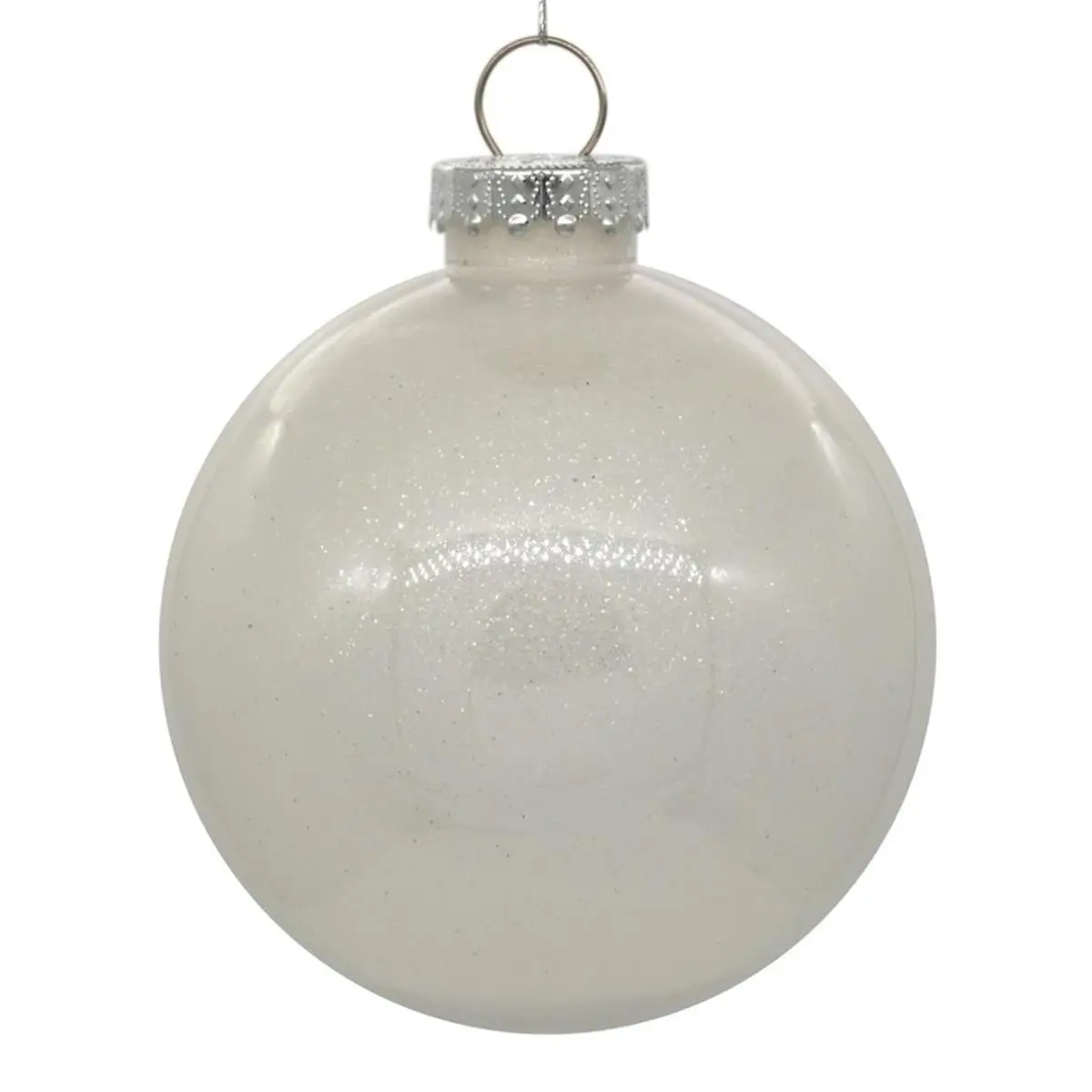 212 MAIN Plastic Glitter Fill Christmas Tree Ball Ornaments, 4.75 in White, 4-Pack (4 per Bag) - Festive Home & Party Decorations