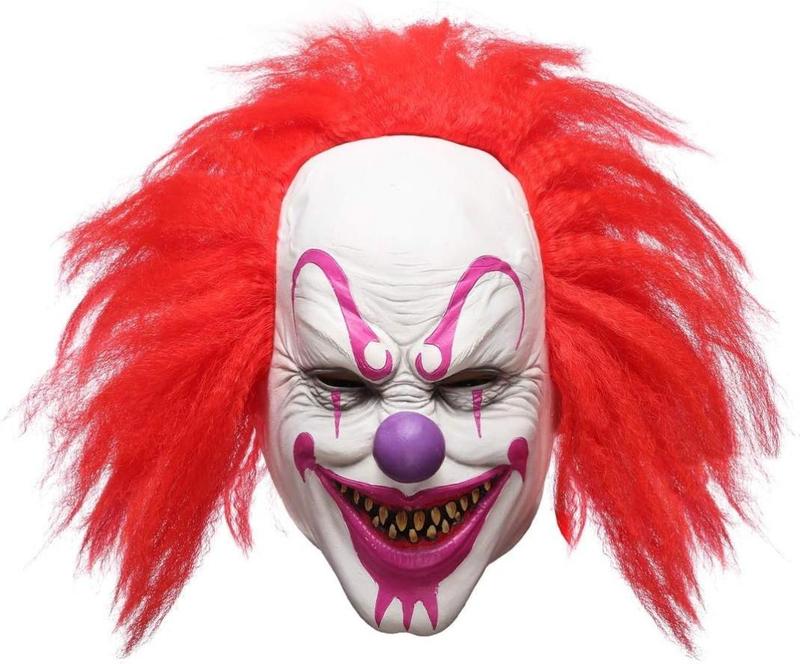 Scary Evil Killer Joker Clown Latex Mask Halloween Horror Cosplay Costume Prop for Masquerade Parties 19x26cm Non-Toxic Comfortable Breathable