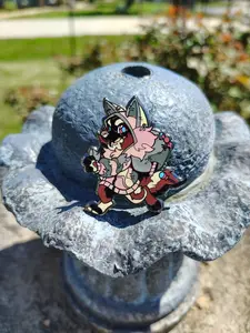 Bandit #8 | Fursona Pin Candy Thief Adopt- Halloween Canine / Maroon / Furry Creature/ Enamel pin
