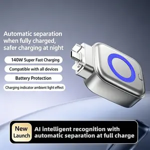 Smart Auto-Stop Charging Adapter, 140w USB-C Automatic Disconnect Charger, Full Charge Pop-Up Device, Safe Nightly Charging, Compatible with Phones Tablets