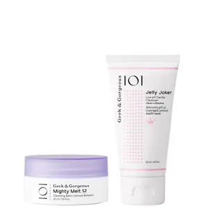 Geek & Gorgeous Double Cleanse Minis Facial Cleansing Duo - Universal Makeup Remover Set with 40 ml Mighty Melt Cleansing Balm, 50 ml Jelly Joker Cleanser for All Skin Types