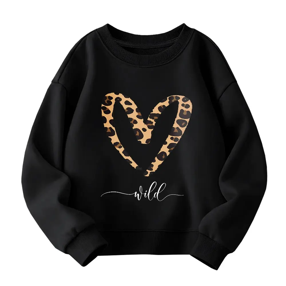 Kids' Cotton Material Fitted Fit Graphic Raglan Long Sleeve Shirts - Wild Love, Love Heart Tops for Boys & Girls (2-13Y) - Valentine's Day Gift